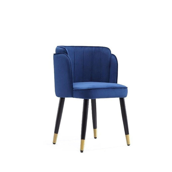 Zephyr Velvet Dining Chair Royal Blue Solid Wood Legs Gold Accents Modern Design Image 1