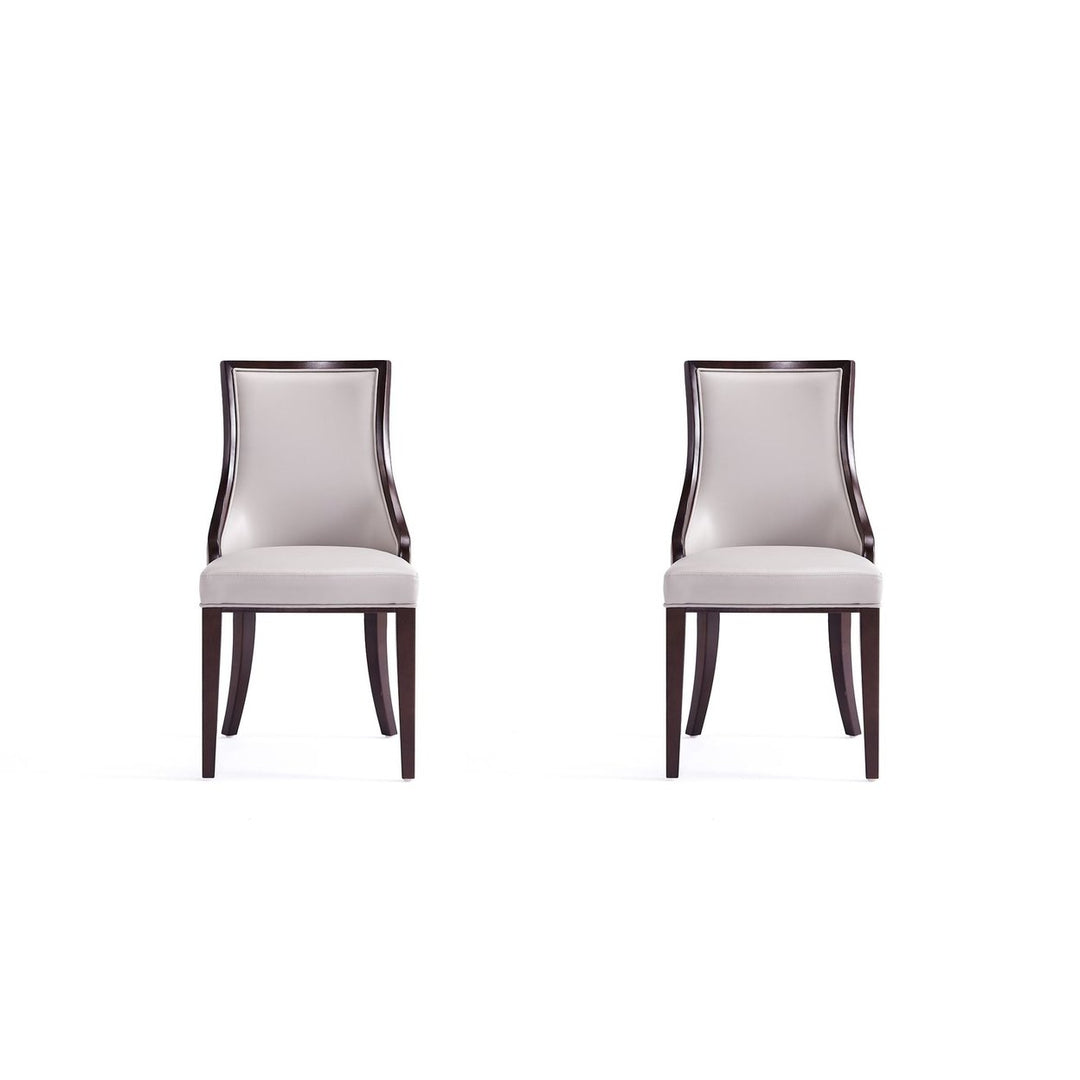 Grand Faux Leather Dining Chairs Set of 2 Beech Wood Frame Traditional Design Image 4