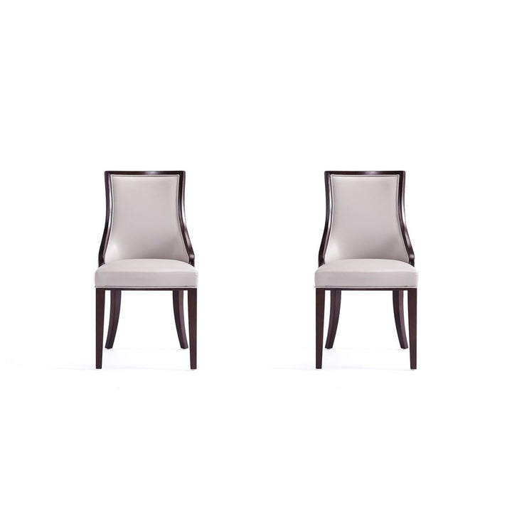 Grand Faux Leather Dining Chairs Set of 2 Beech Wood Frame Traditional Design Image 4