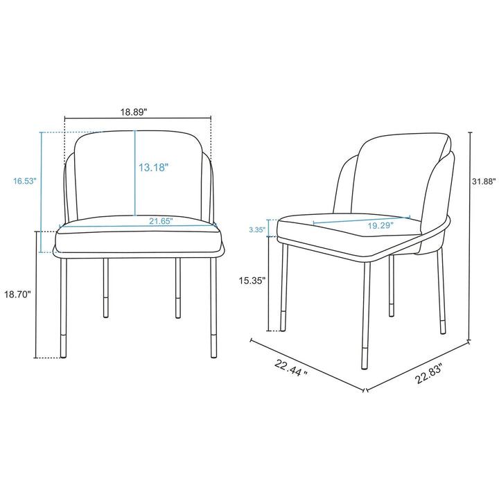 Flor Fabric Dining Chair Gray Wheat Black Modern Ergonomic Wingback Metal Legs Image 3