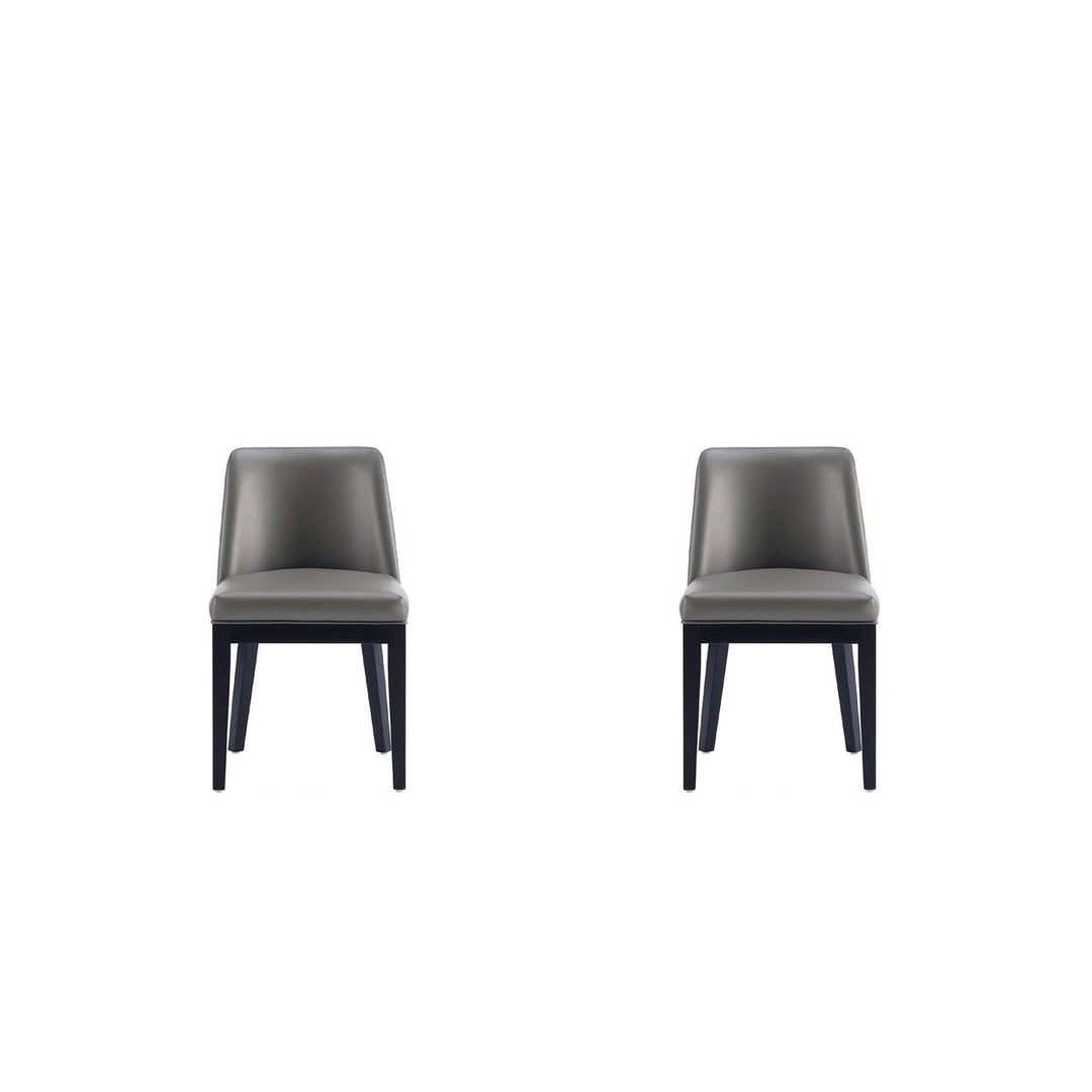 Gansevoort Modern Faux Leather Dining Chair Set of 2 Arm Armless Black Image 1