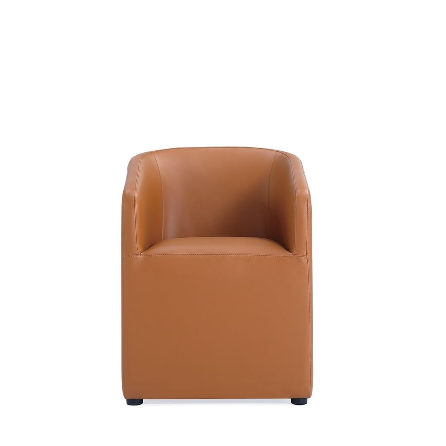 Anna Modern Round Faux Leather Dining Armchair Image 1