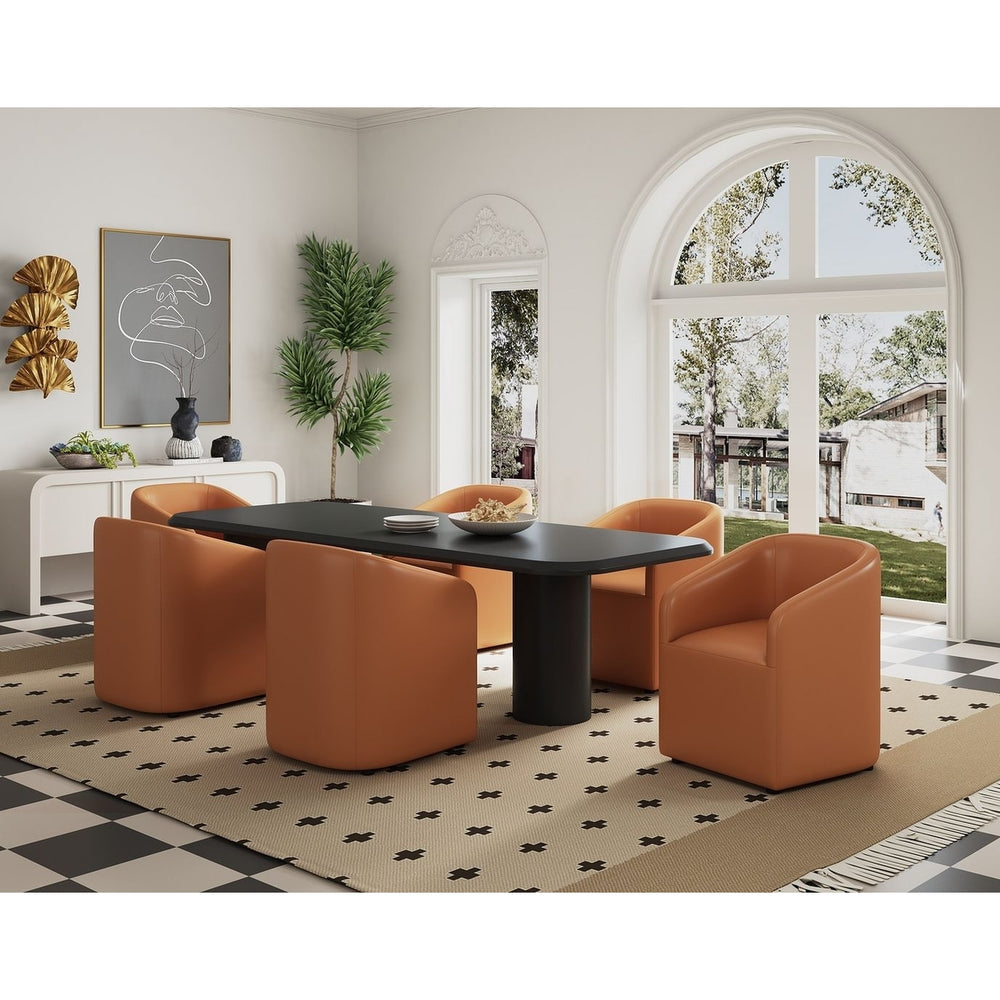 Anna Modern Round Faux Leather Dining Armchair Image 2