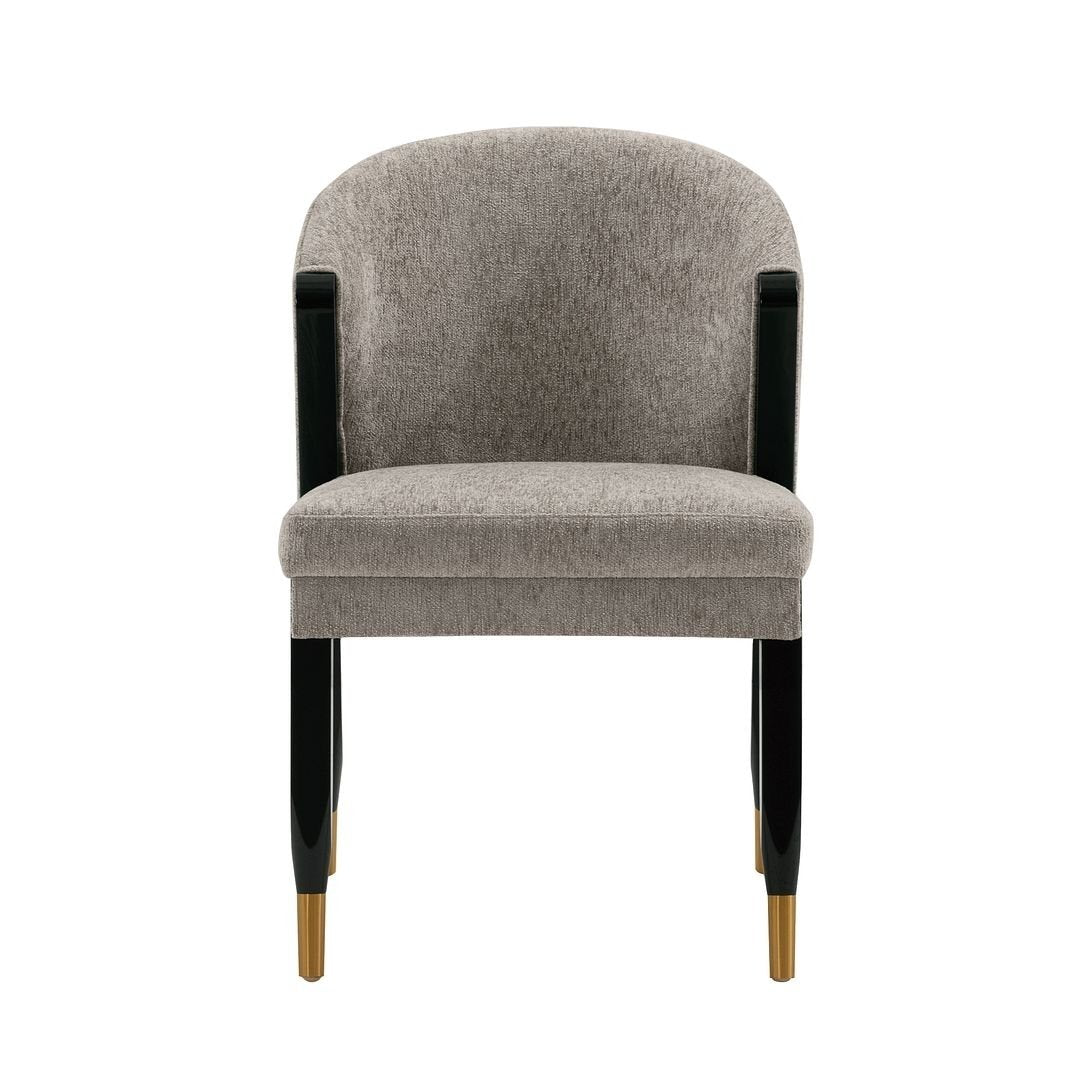 Modern Ola Boucle Dining Chair Elm Wood with Gold Accents Fully Assembled Image 5