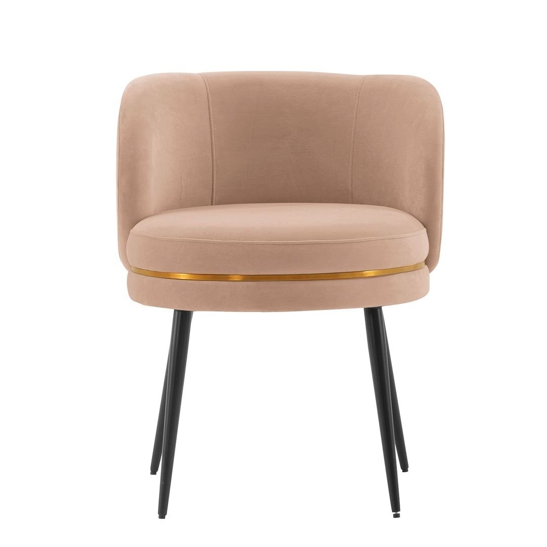 Modern Kaya Pleated Velvet Dining Chair in Nude Image 1