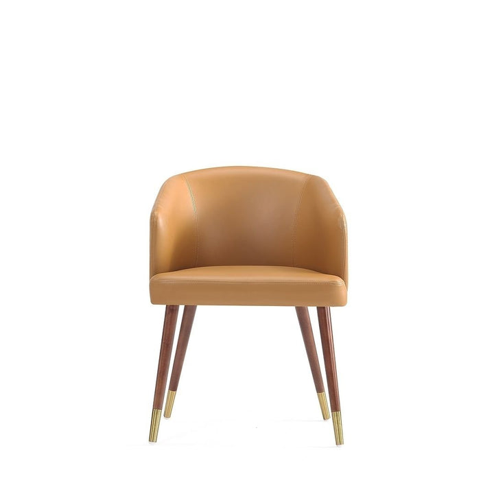 Modern Reeva Dining Chair Upholstered in Leatherette with Beech Wood Back and Solid Wood Legs in Walnut and Graphite Image 4