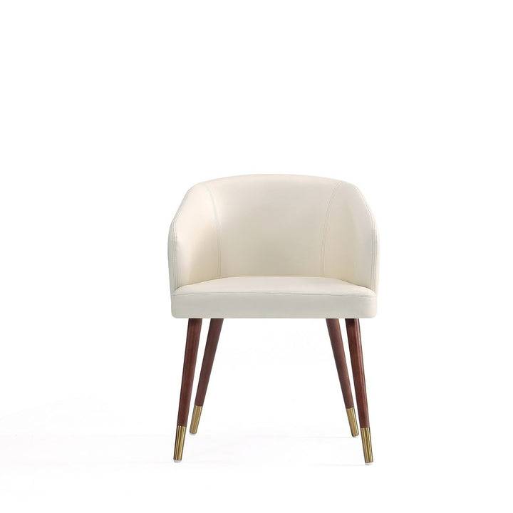 Modern Reeva Dining Chair Upholstered in Leatherette with Beech Wood Back and Solid Wood Legs in Walnut and Graphite Image 5