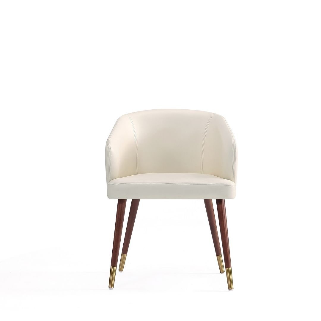 Modern Reeva Dining Chair Upholstered in Leatherette with Beech Wood Back and Solid Wood Legs in Walnut and Graphite Image 1