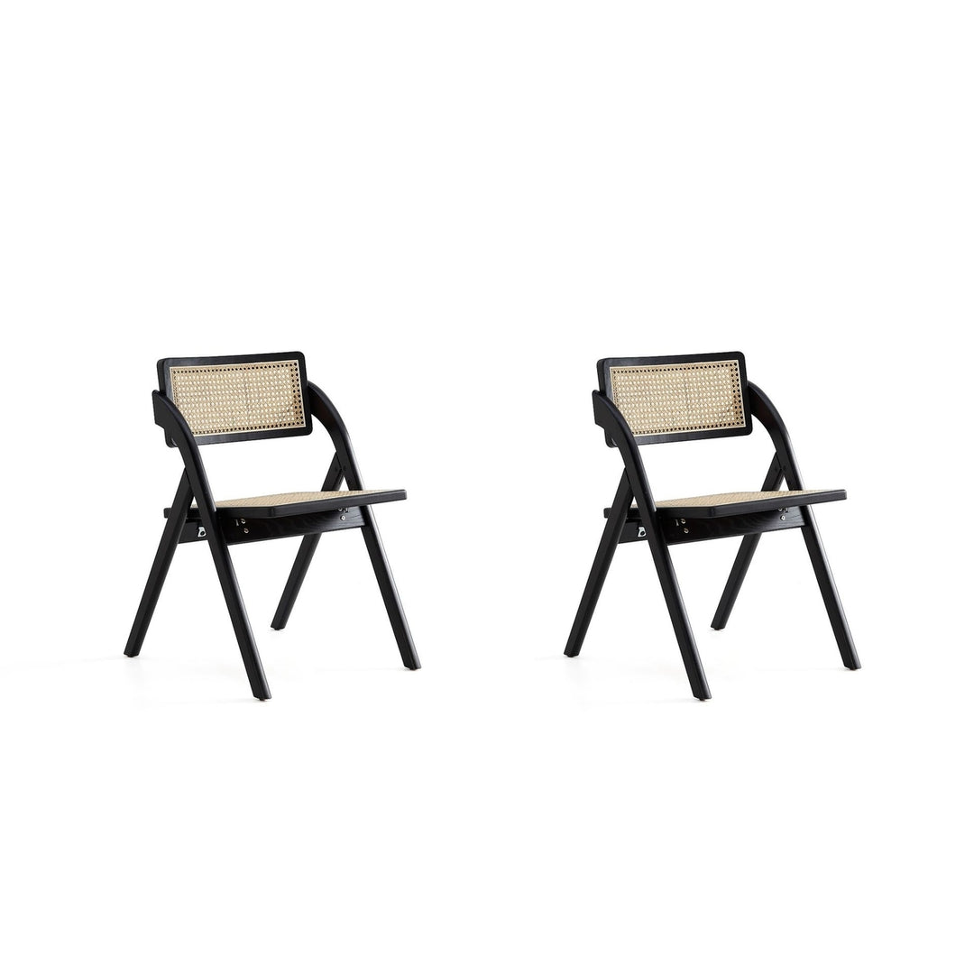 Lambinet Folding Dining Chair Set of 2 Natural Cane Ash Wood Farmhouse Style Image 1