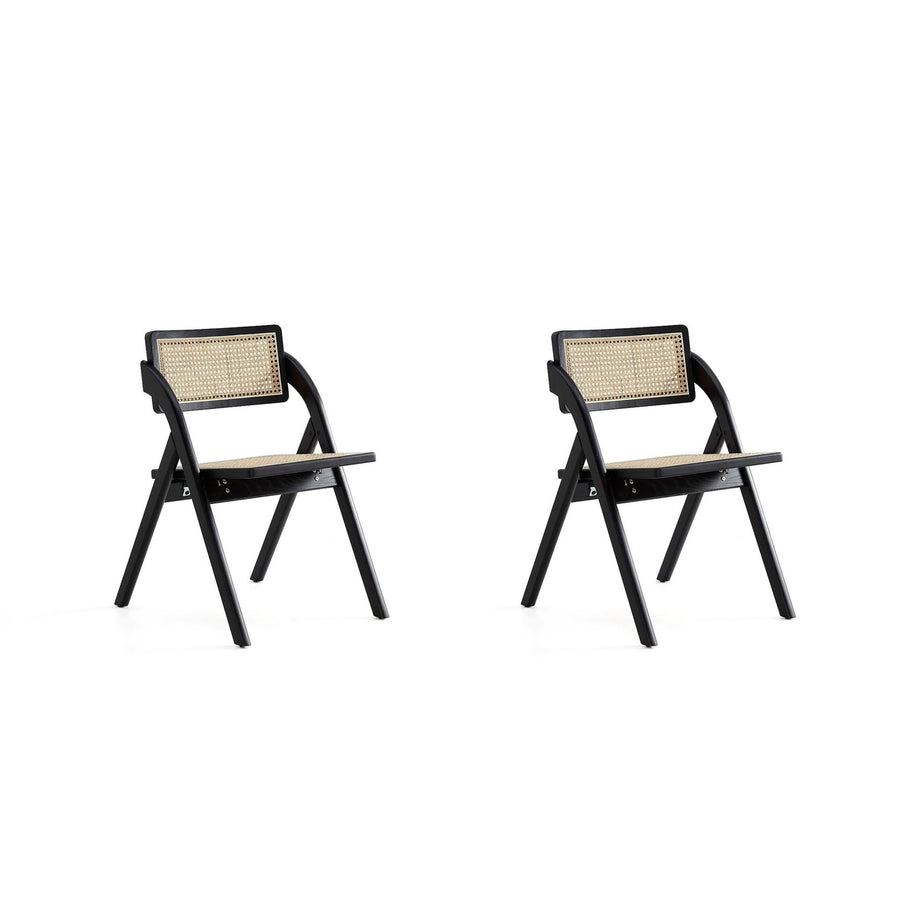 Lambinet Folding Dining Chair Set of 2 Natural Cane Ash Wood Farmhouse Style Image 1