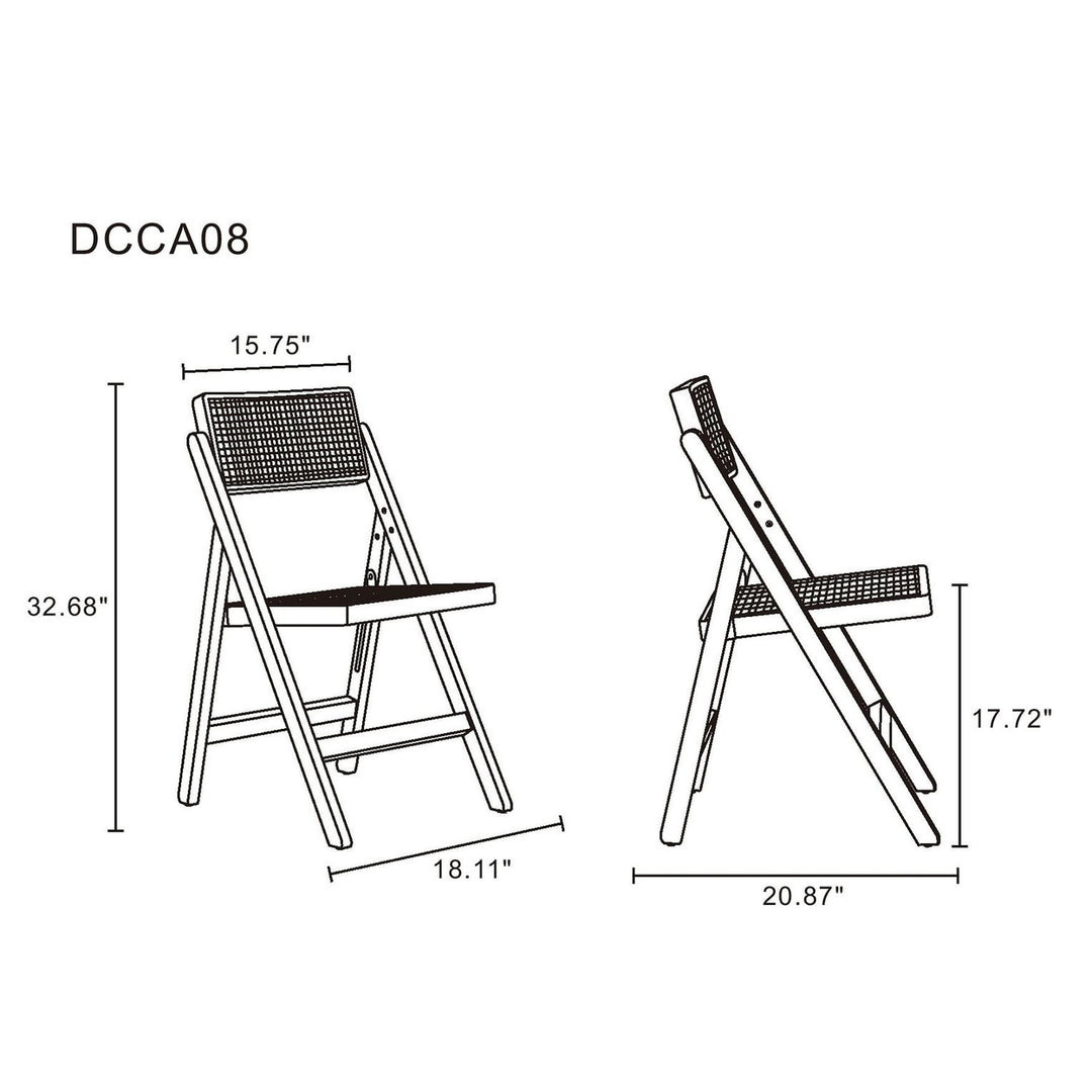 Pullman Folding Dining Chair and Natural Cane - Set of 2 Image 3