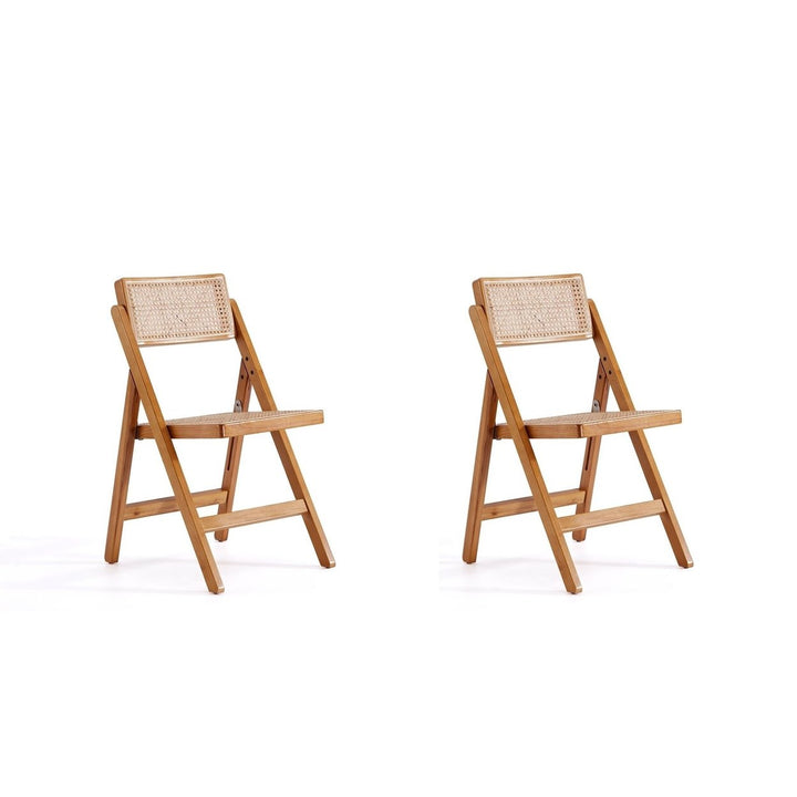 Pullman Folding Dining Chair and Natural Cane - Set of 2 Image 4
