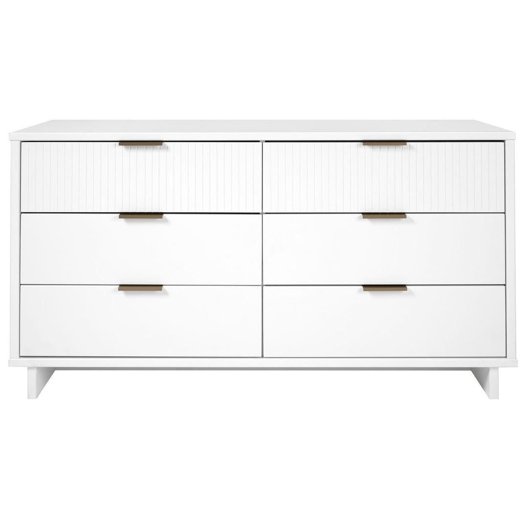 Granville 55 Modern Double Wide Dresser 6 Drawers UV Finish Soft Close Gray Image 1