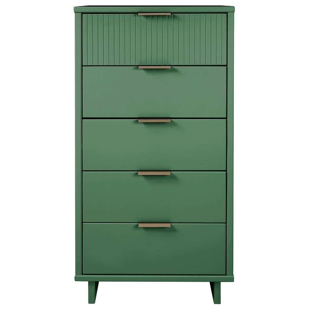 Granville Tall Narrow Dresser 23.62" Modern 5 Drawer Soft Close UV Finish Image 1