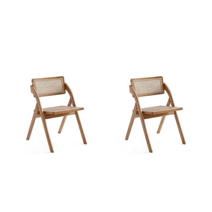 Lambinet Folding Dining Chair Set of 2 Natural Cane Ash Wood Farmhouse Style Image 4