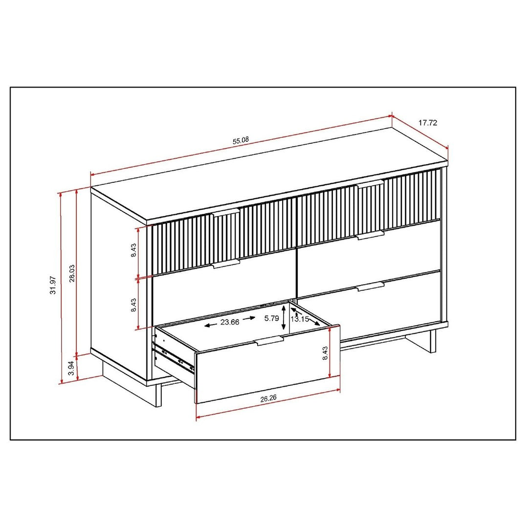 Granville 55 Modern Double Wide Dresser 6 Drawers UV Finish Soft Close Gray Image 3