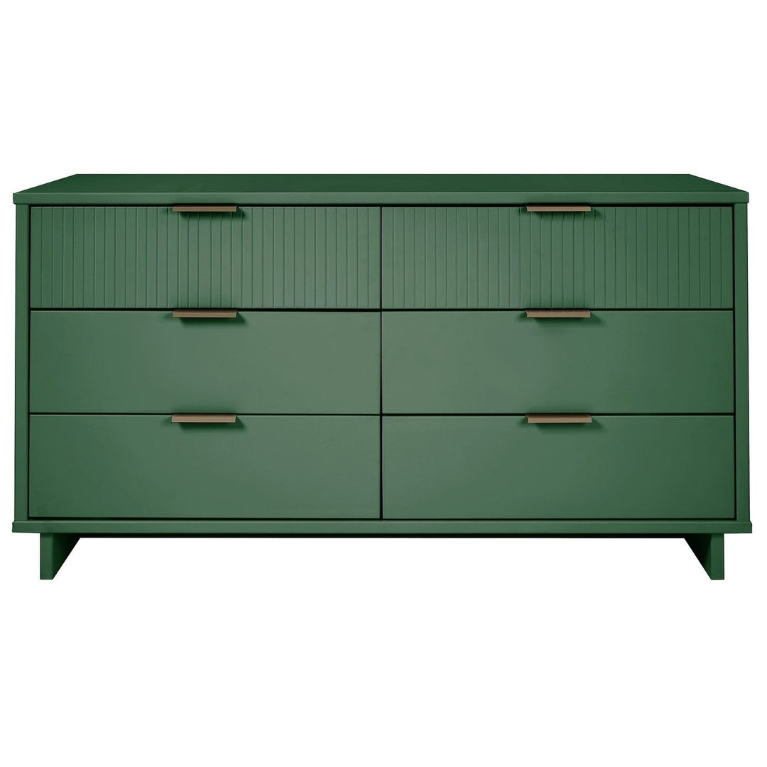 Granville 55 Modern Double Wide Dresser 6 Drawers UV Finish Soft Close Gray Image 1