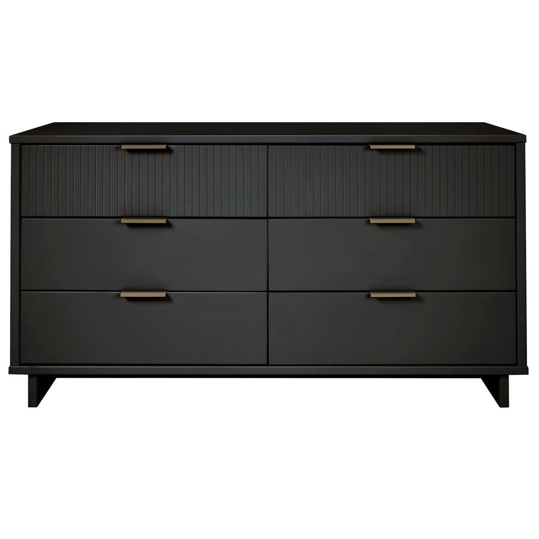 Granville 55 Modern Double Wide Dresser 6 Drawers UV Finish Soft Close Gray Image 7