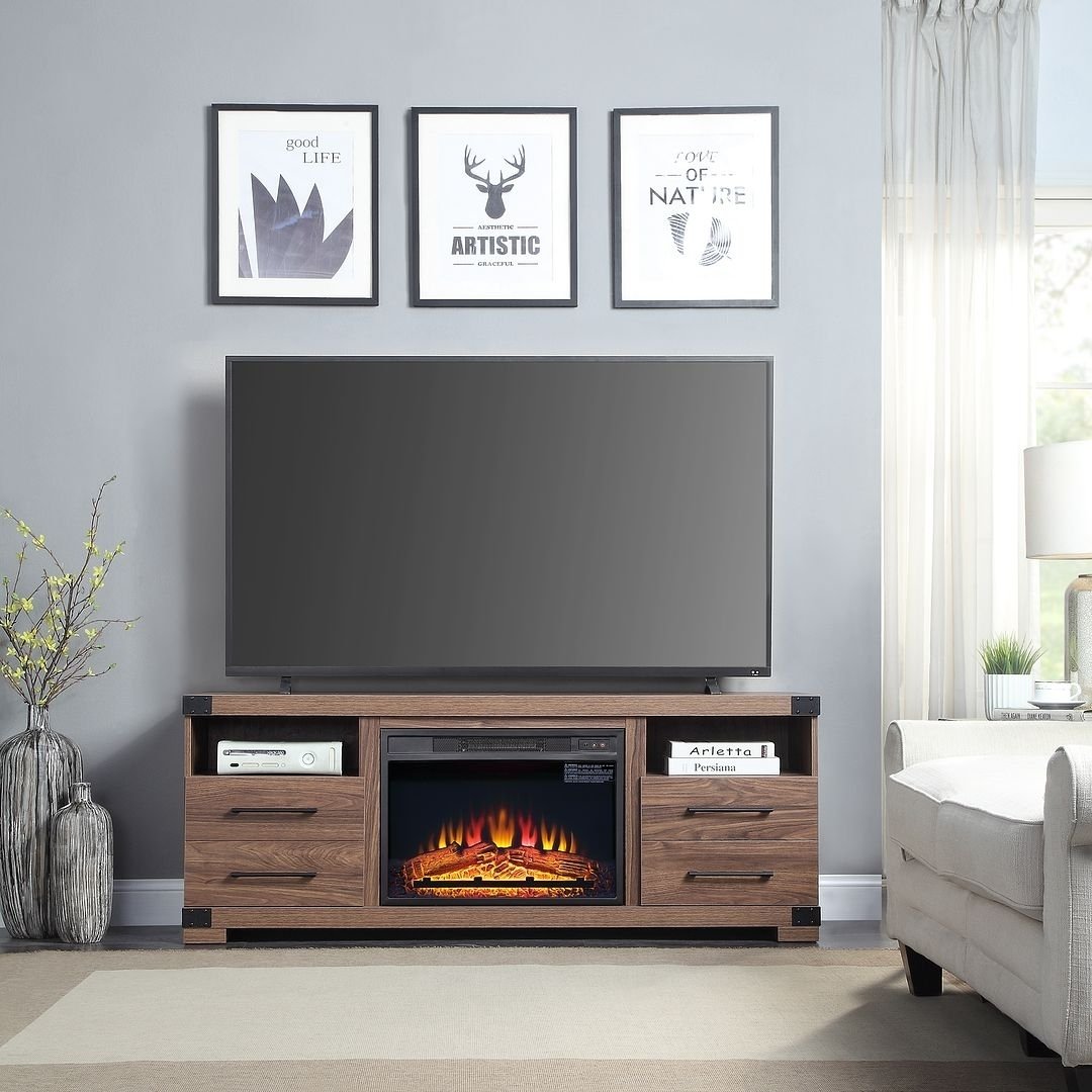 Richmond 60-Inch Fireplace TV Stand with Drawers and Shelves Modern Design Image 2