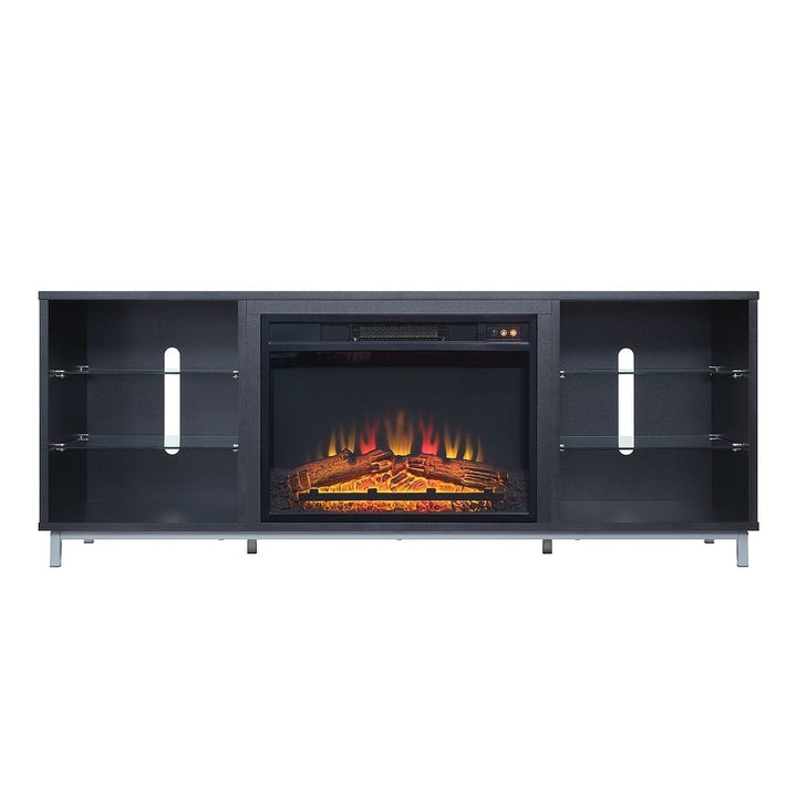 Brighton 60 Inch Fireplace with Glass Shelves Media Wire Management Modern Decor Image 1