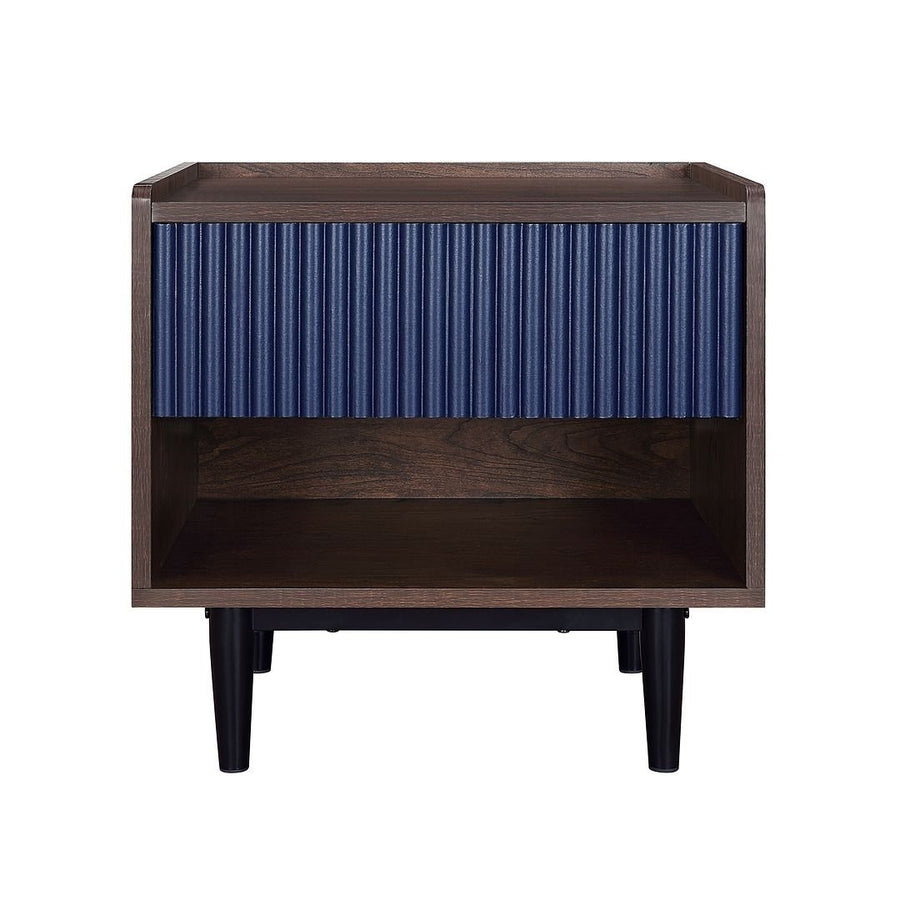 Duane Modern Ribbed Nightstand Full Extension Drawer Industrial Mid-Century Design Image 1