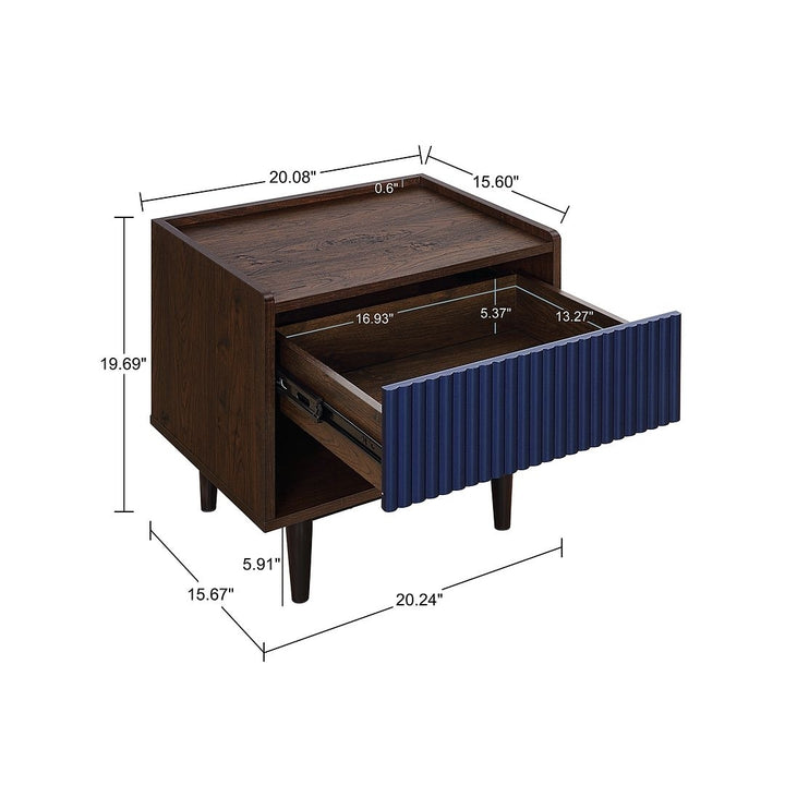 Duane Modern Ribbed Nightstand Full Extension Drawer Industrial Mid-Century Design Image 3