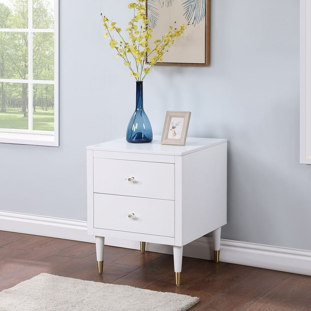 Stanton Modern Nightstand with 2 Full Extension Drawers and Solid Wood Legs Image 2