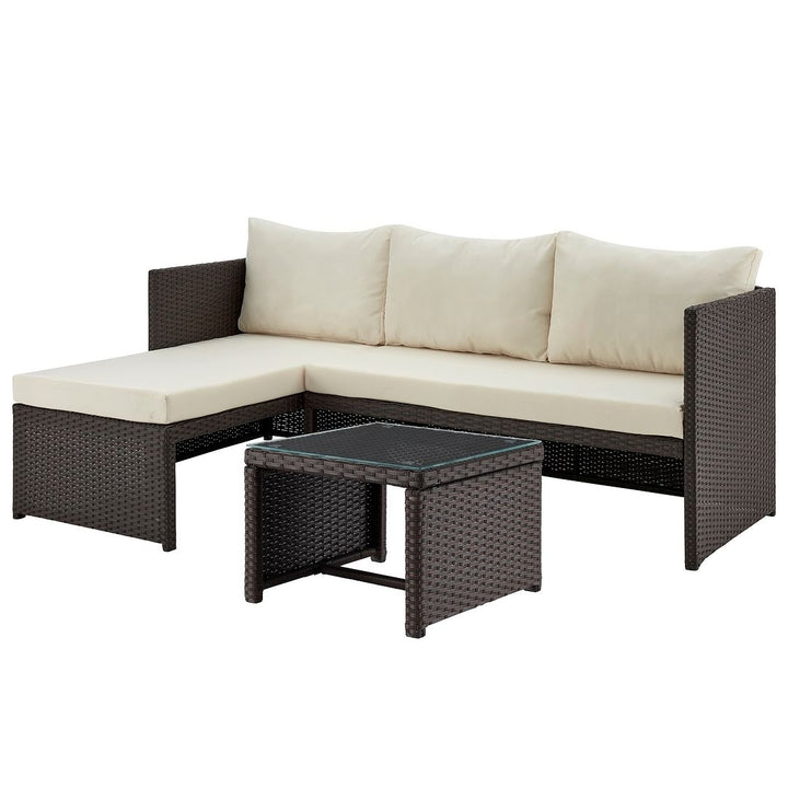 Menton Steel Rattan 2-Piece Chair Lounge and 2 Seater with Coffee Table Patio Set Image 1