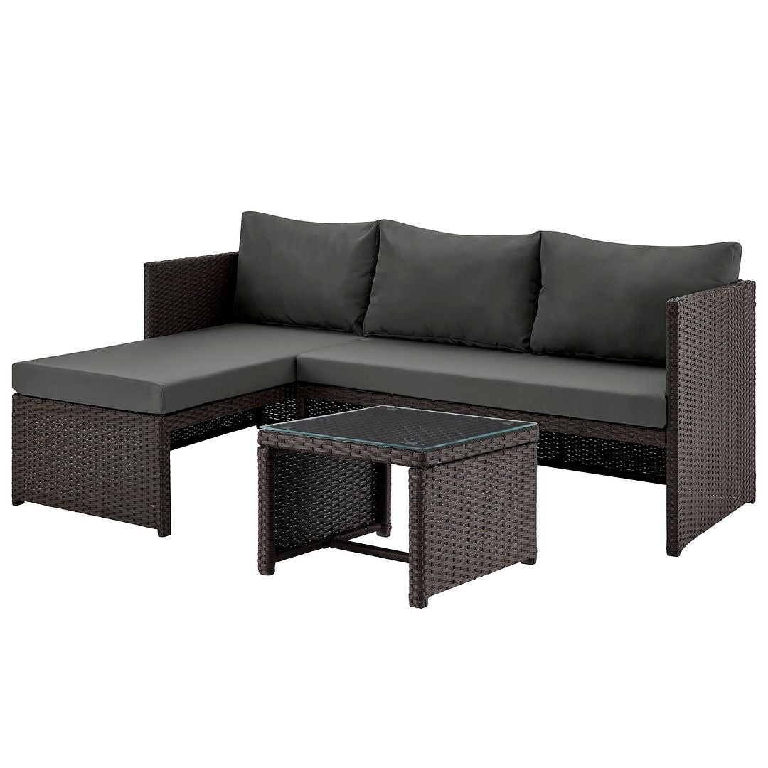 Menton Steel Rattan 2-Piece Lounge Chair Set with Coffee Table Outdoor Furniture Image 1