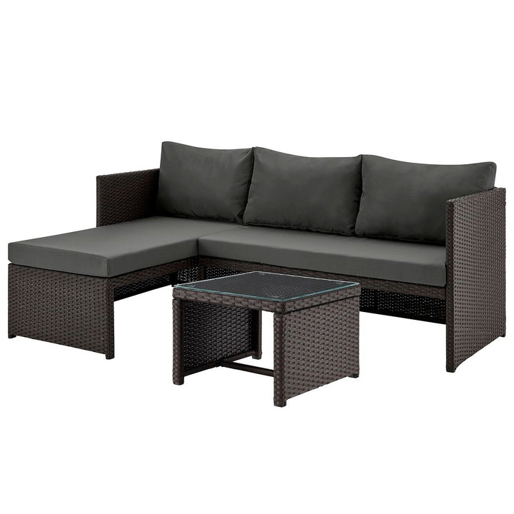 Menton Steel Rattan 2-Piece Lounge Chair Set with Coffee Table Outdoor Furniture Image 4