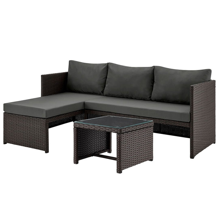 Menton Steel Rattan 2-Piece Chair Lounge and 2 Seater with Coffee Table Patio Set Image 1