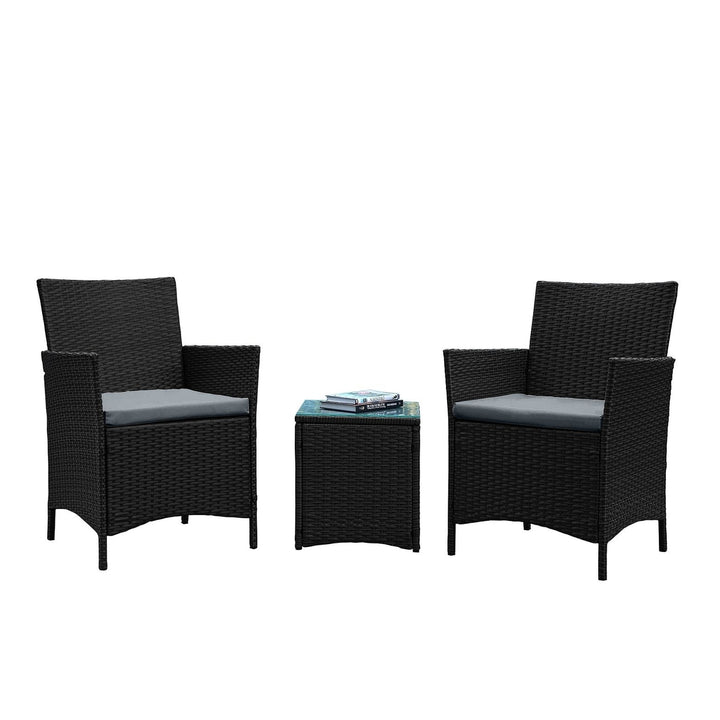 Imperia Steel Rattan 3-Piece Patio Conversation Set with Cushions Image 4