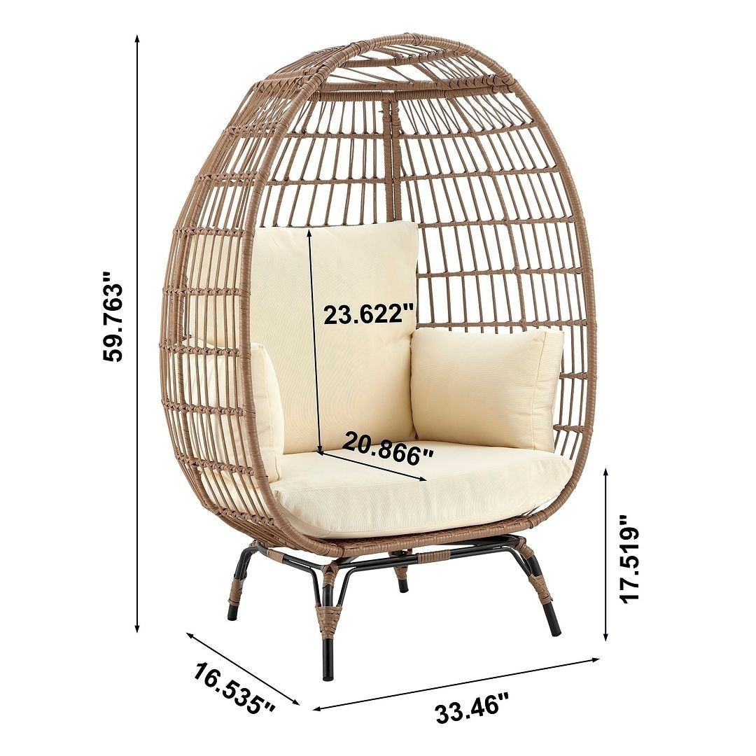 Spezia Freestanding Steel and Rattan Outdoor Egg Chair with Cushions Image 3