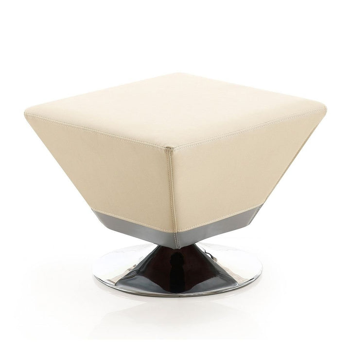 Diamond Blue and Polished Chrome Swivel Ottoman Image 8