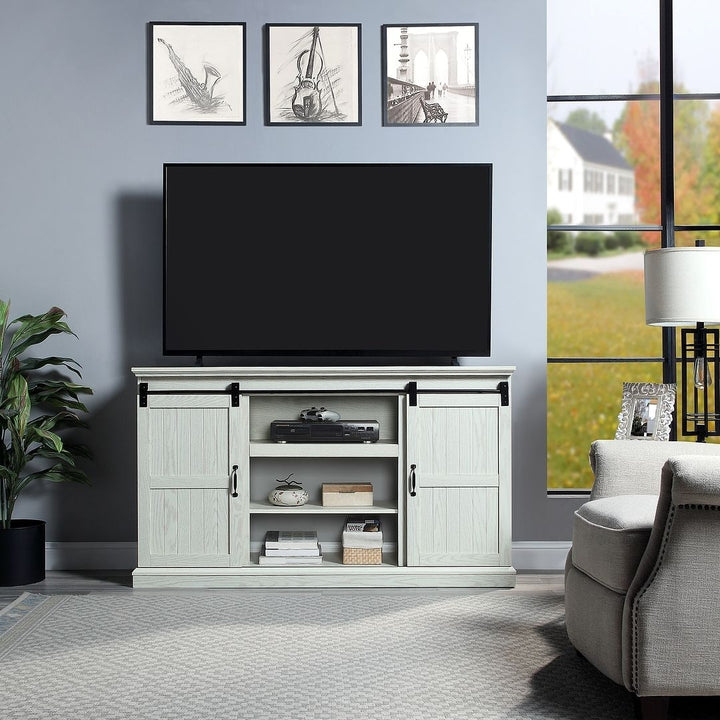 Myrtle 60" TV Stand with 2 Sliding Doors Oak Image 2