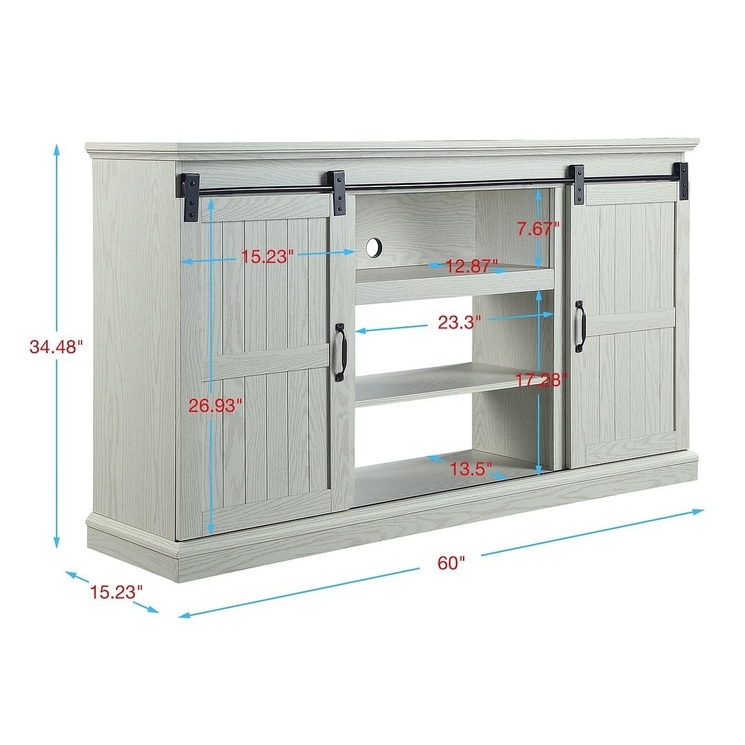 Myrtle 60" TV Stand with 2 Sliding Doors Oak Image 3