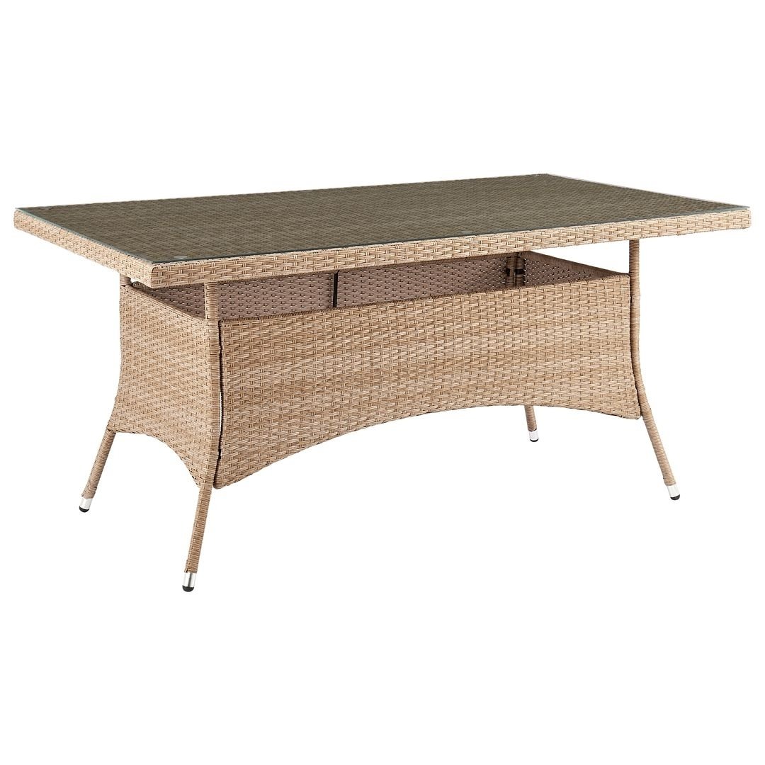 Genoa Patio Dining Table with Glass Top in Nature Tan Weave Image 4