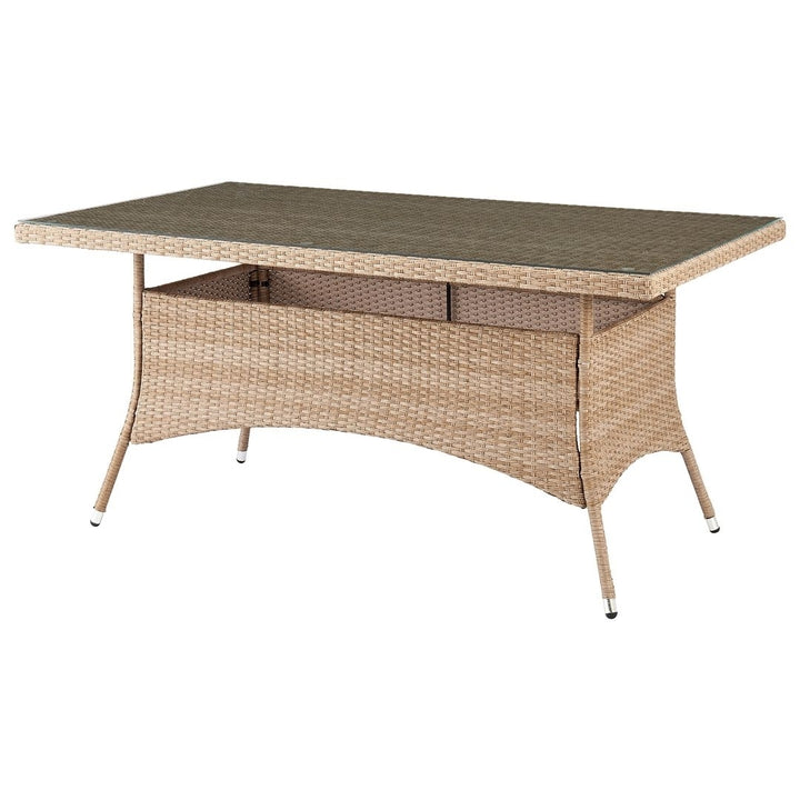 Genoa Patio Dining Table with Glass Top in Nature Tan Weave Image 5