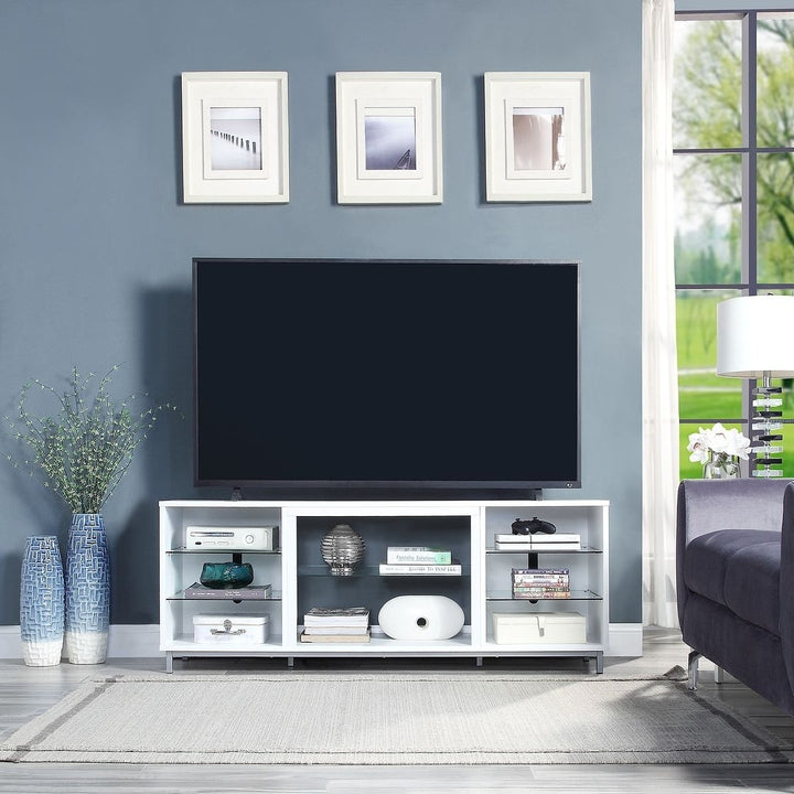 Brighton 60" TV Stand with Glass Shelves and Media Wire Management Image 2