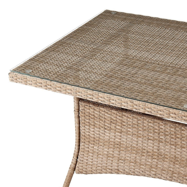Genoa Patio Dining Table with Glass Top in Nature Tan Weave Image 6