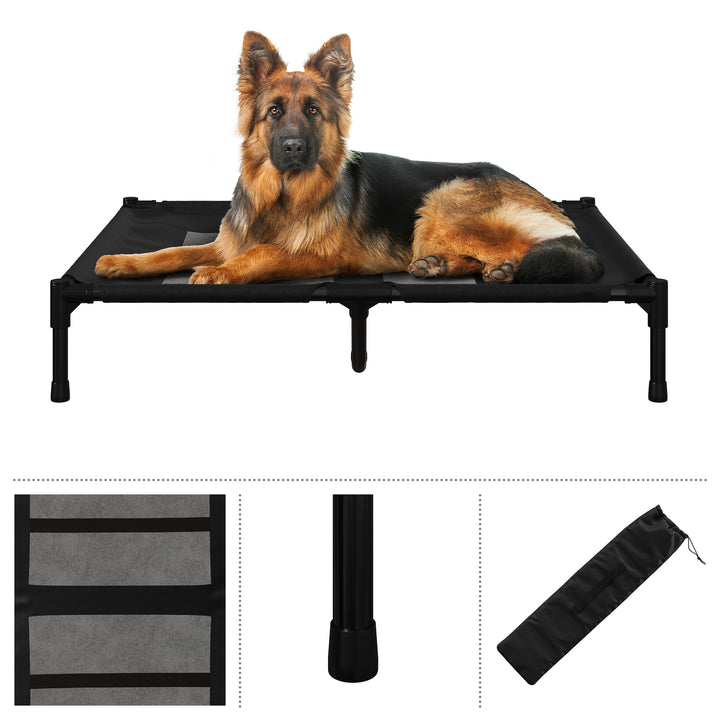 PETMAKER Elevated Dog Bed 36x30 Portable Black Waterproof for Pets up to 80lbs Image 5