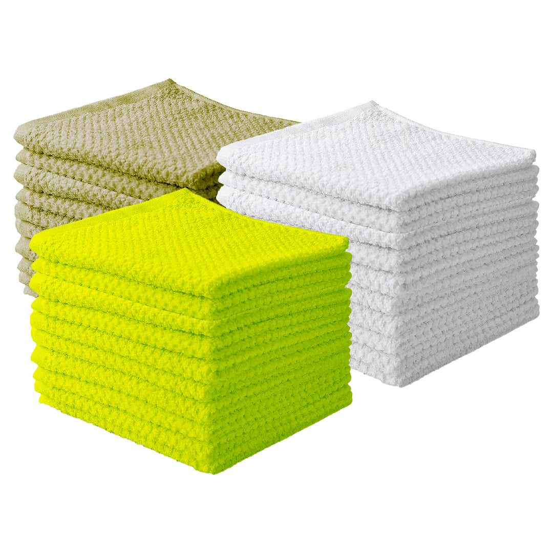 20-Pack: Multipurpose Super Absorbent Ultra Soft 100% Cotton Ring Spun Stitched Wash cloths Image 3