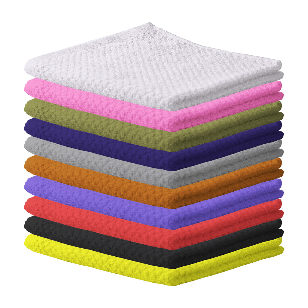 10-Pack: Multipurpose Super Absorbent Ultra Soft 100% Cotton Ring Spun Stitched Wash cloths Image 5
