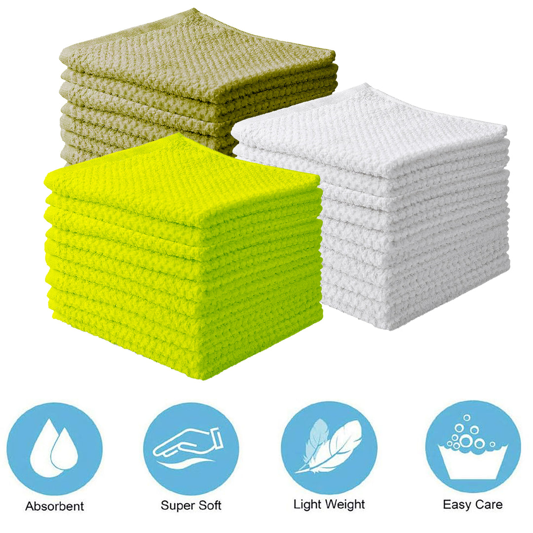 10-Pack: Multipurpose Super Absorbent Ultra Soft 100% Cotton Ring Spun Stitched Wash cloths Image 8