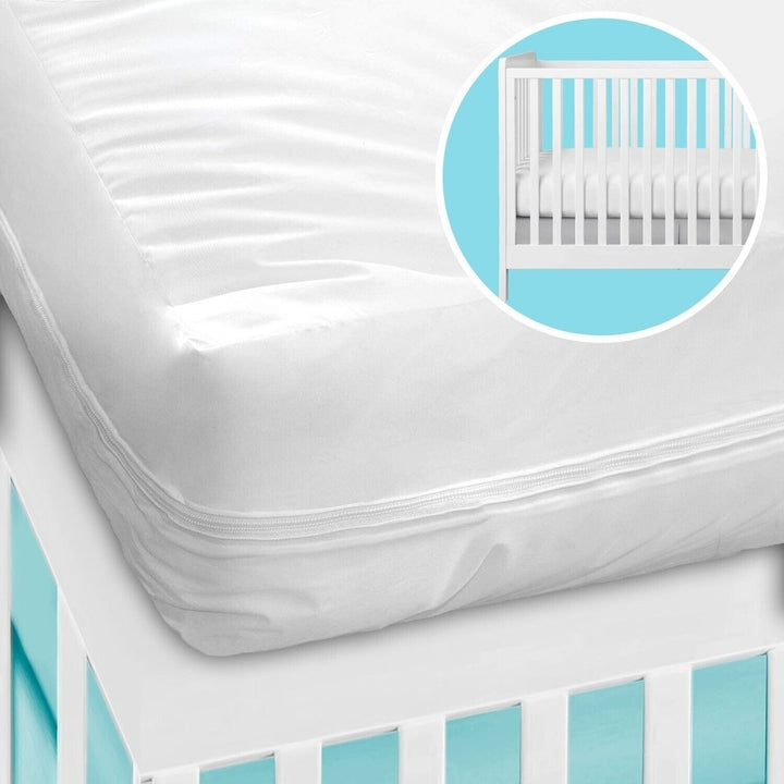 100% Vinyl Heavy Duty Water Resistant Breathable Zippered Encasement Mattress Protector 16 Image 1