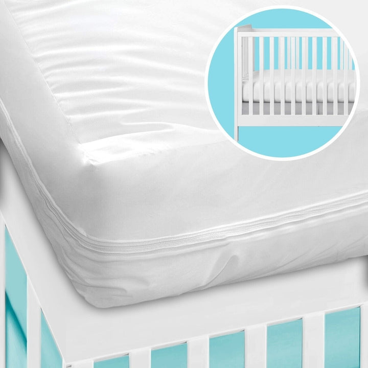 Vinyl Heavy Duty Water Resistant Mattress Protector 12 Inch Zip Encasement Image 2