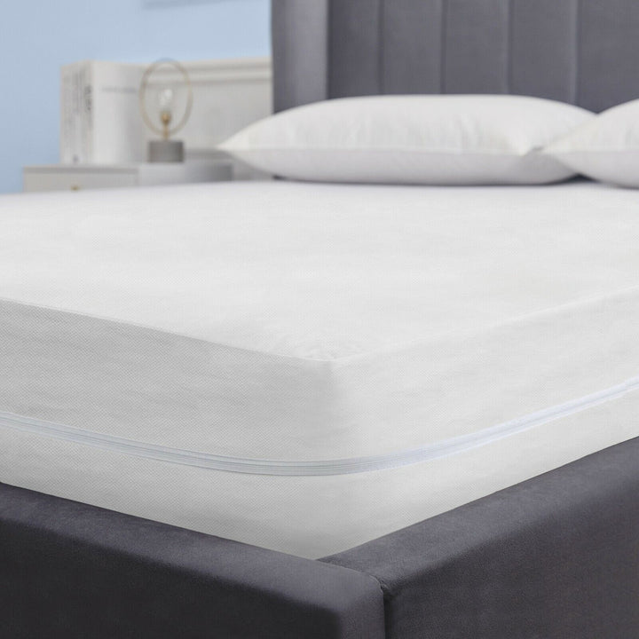 100% Water-Resistant Lightweight Soft Fabric Zippered Deep Inch Encasement Mattress Protector Image 1