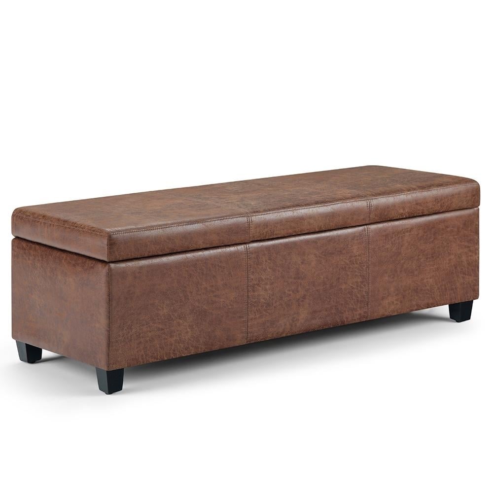 Avalon Storage Ottoman in Distressed Vegan Leather Image 1