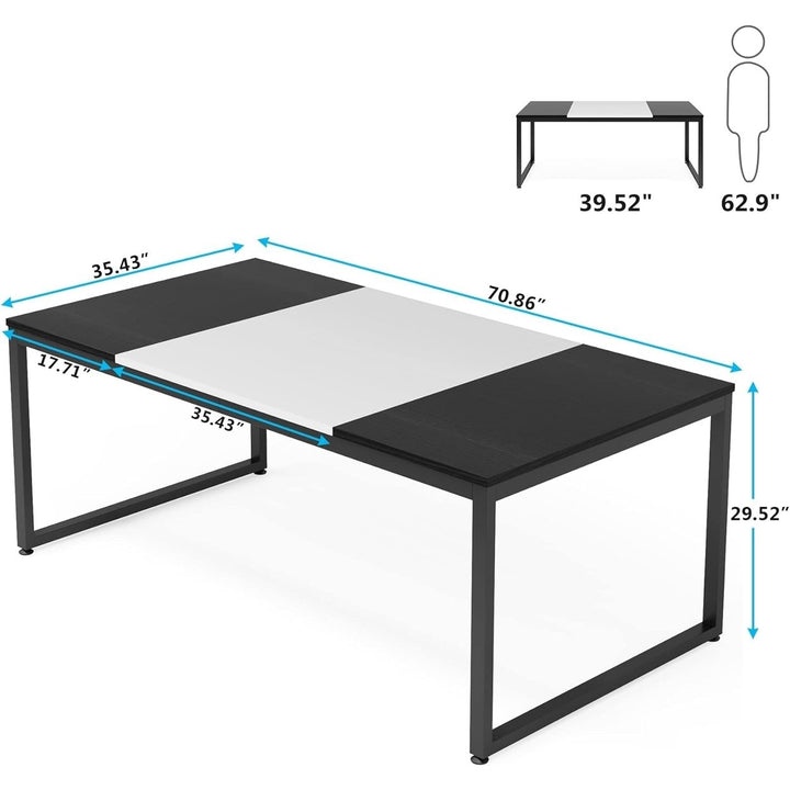 6 Person Modern Dining Table, 71" Rectangular Table with Metal Frame Image 4