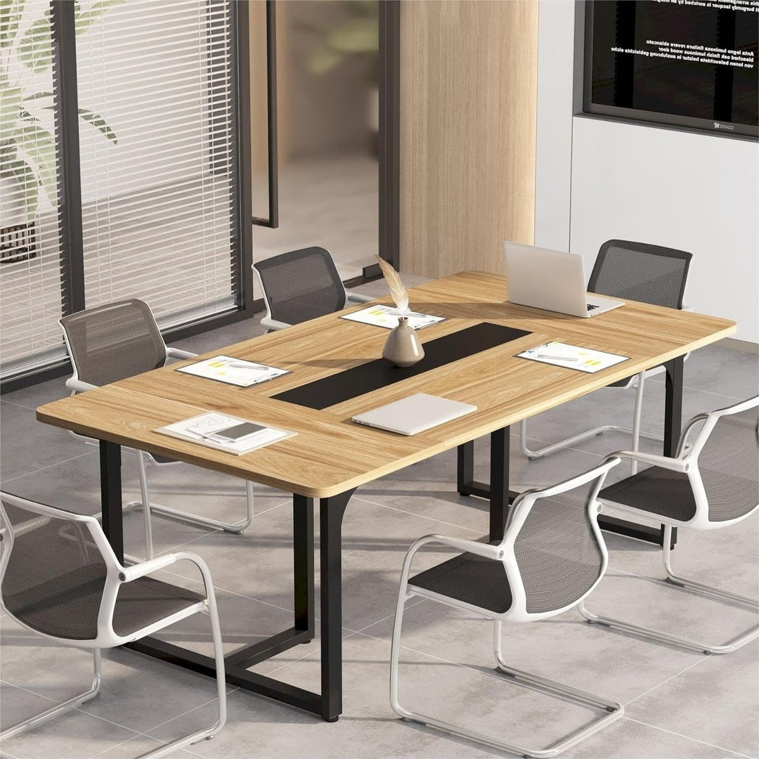 Rectangle Conference Table 8 Person Business Office Desk Waterproof Metal Legs Image 2